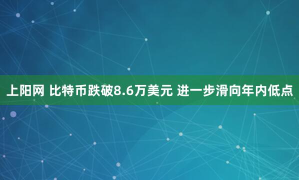 上阳网 比特币跌破8.6万美元 进一步滑向年内低点