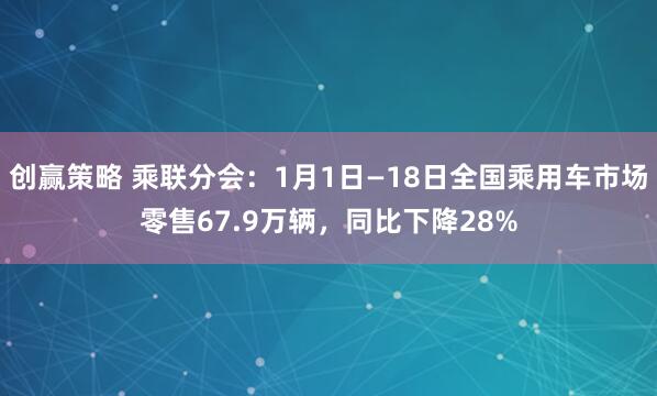 创赢策略 乘联分会：1月1日—18日全国乘用车市场零售67.9万辆，同比下降28%